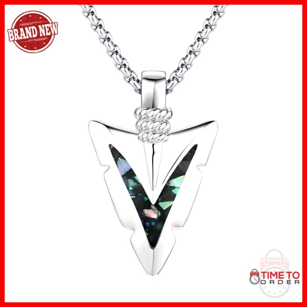 Sterling Silver Arrowhead Necklace with Abalone Shell Pendant
